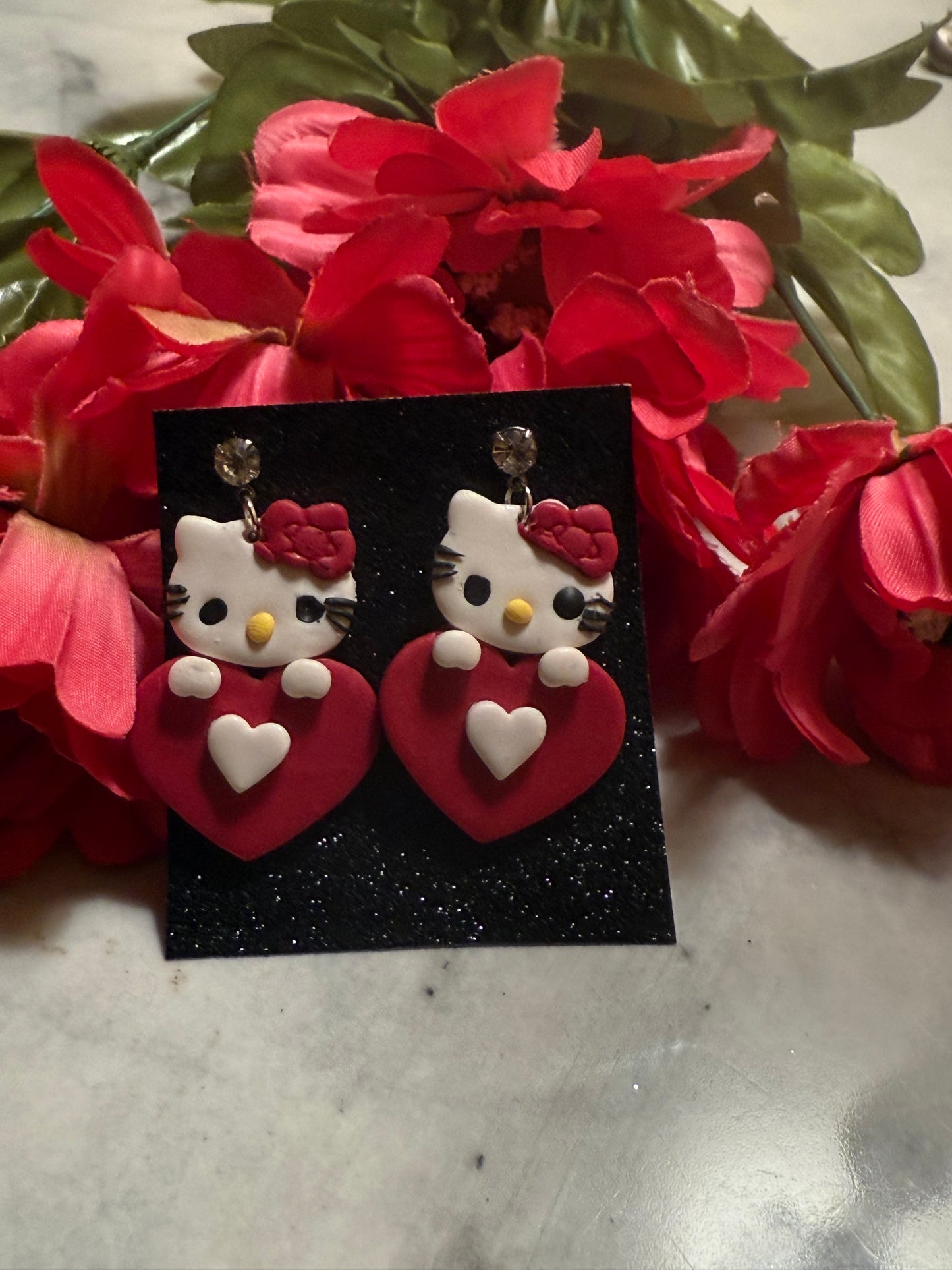 Kitty Heart Dangles ( Hello Kitty Inspired)