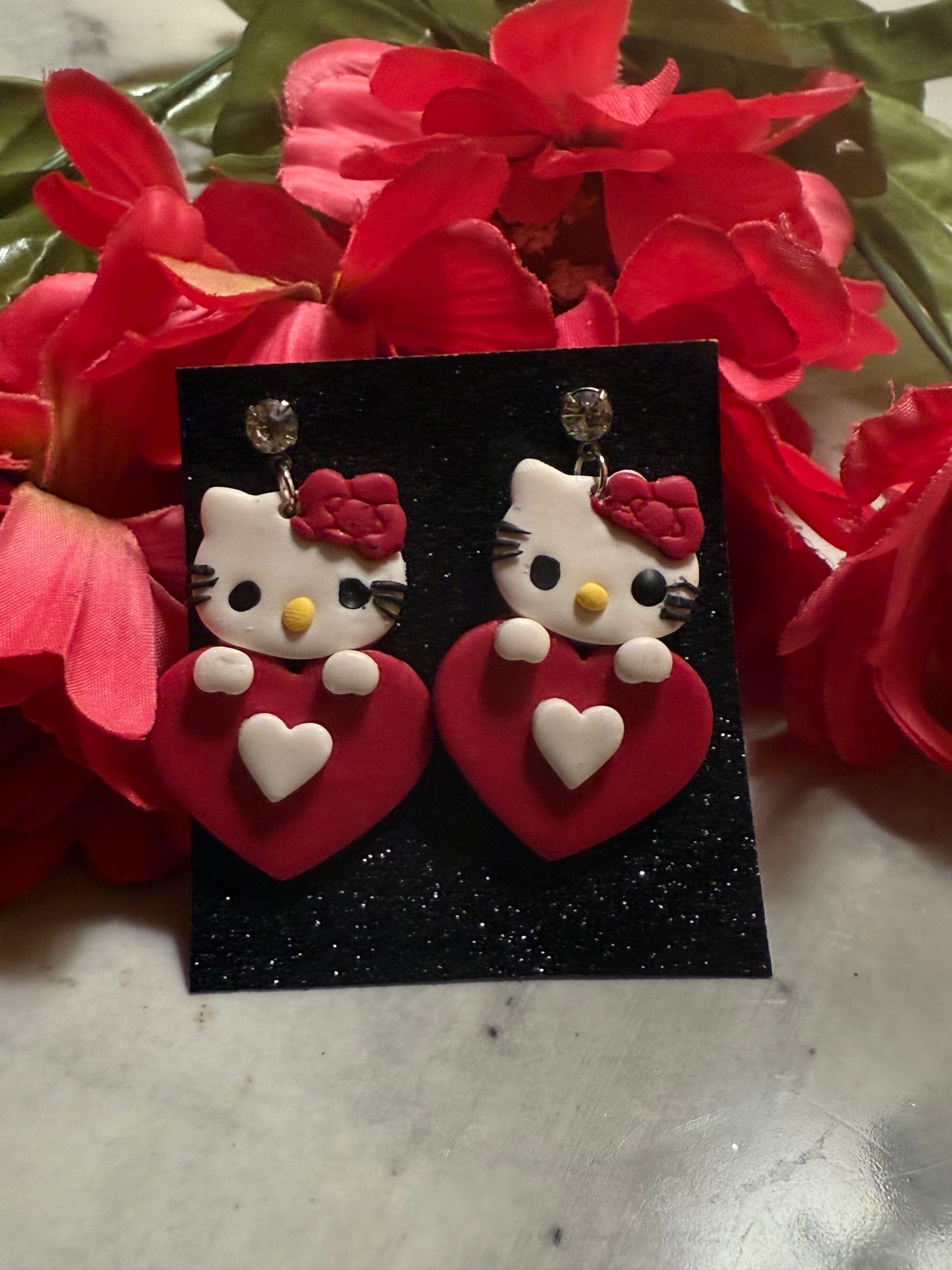 Kitty Heart Dangles ( Hello Kitty Inspired)