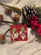 Red, Green, and White Marble Earrings with Gold Flakes