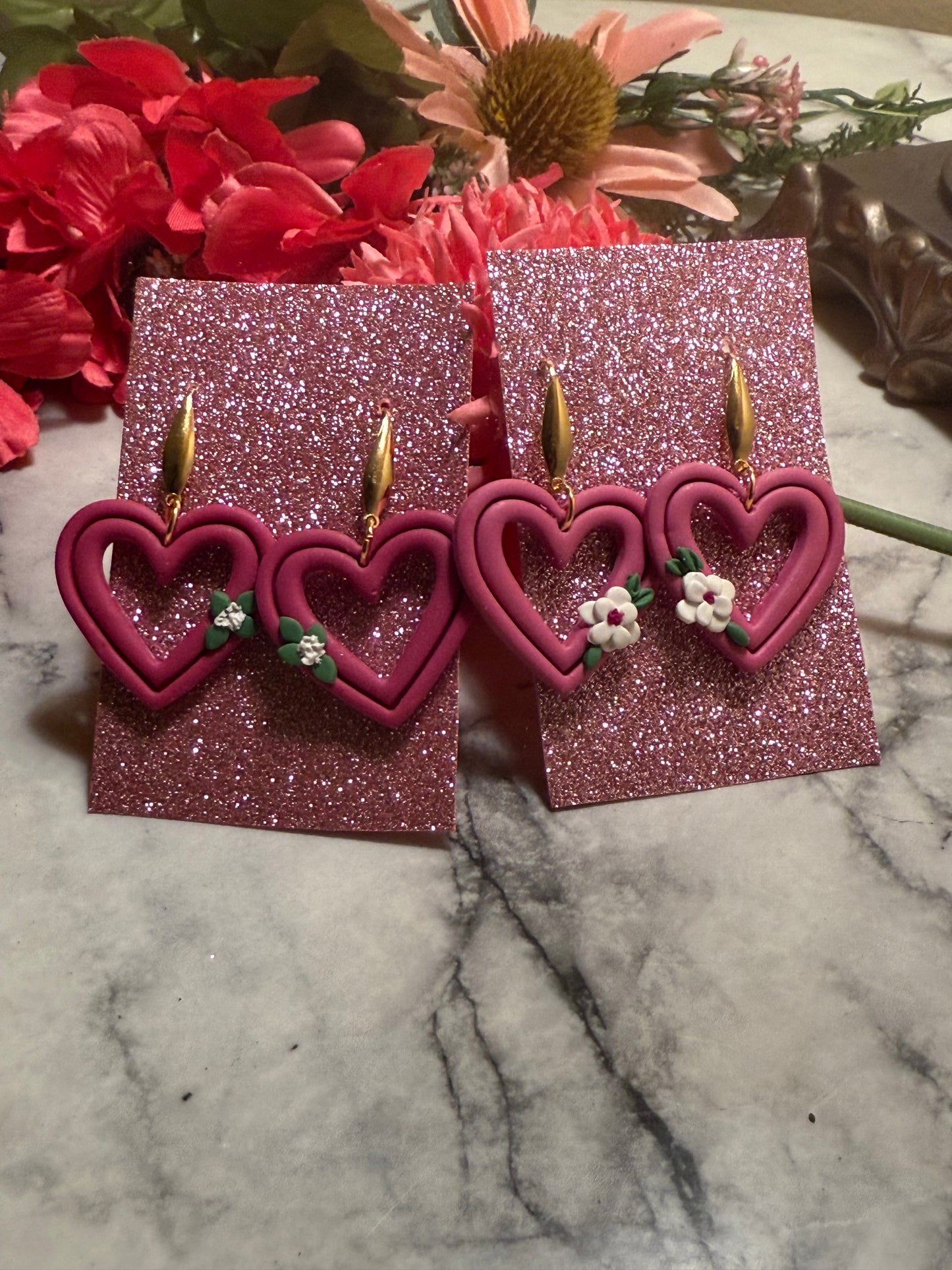 Embossed Heart Dangles