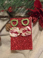 Red, Green, and White Marble Earrings with Gold Flakes