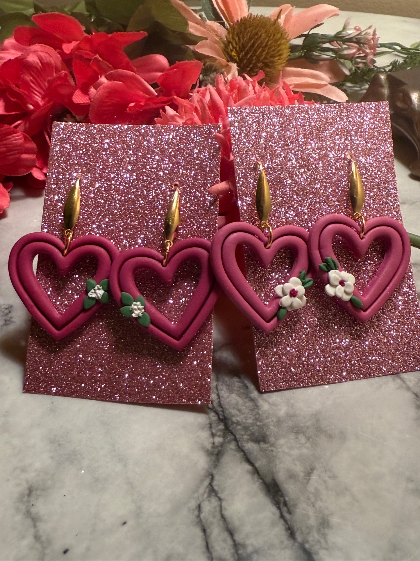 Embossed Heart Dangles