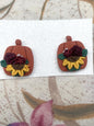 Fall Pumpkin Floral Stud Earrings - 7XIII Collection